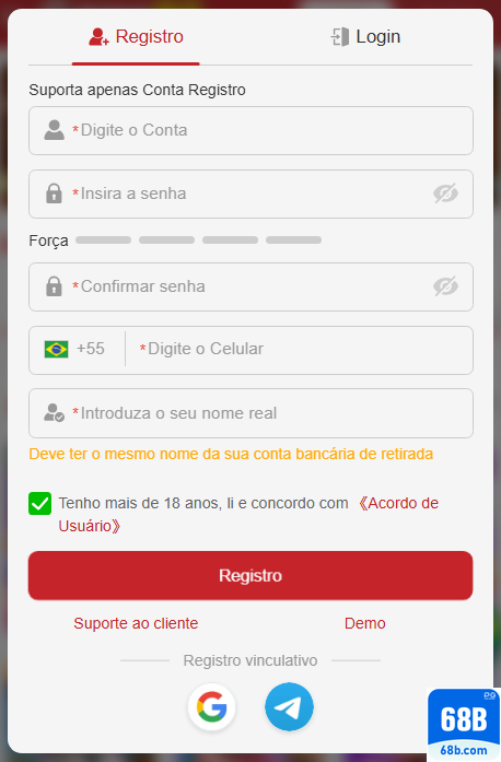 Experiência de Jogos 68b.com